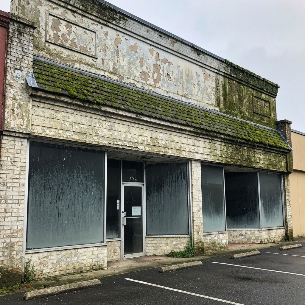Retail building before cleaning